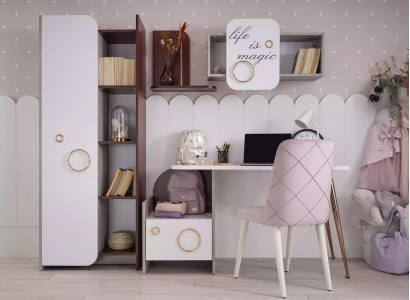 Designer Kinderzimmer Möbel Schreibtisch 2x Bücherregale Holzmöbel 3tlg